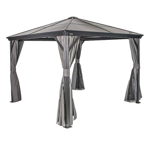 Verona 10 ft. x 10 ft. Charcoal Rustproof Aluminum Framed Gazebo