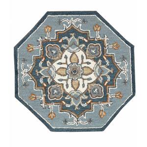 Delilah Zeno Teal Blue 3 ft. Octagon Oriental Medallion Wool Area Rug