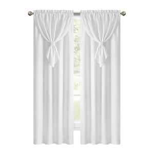 Allegra Window Light Filtering Curtain Panel with Attached Valance - 42x63 - White