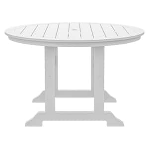White Plastic Round Outdoor Dining Set Component Dining Table Only