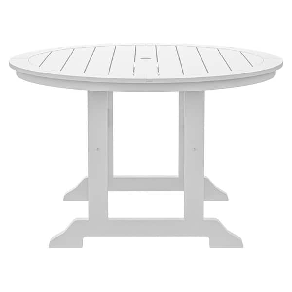 TIRAMISUBEST White Plastic Round Outdoor Dining Set Component Dining Table Only