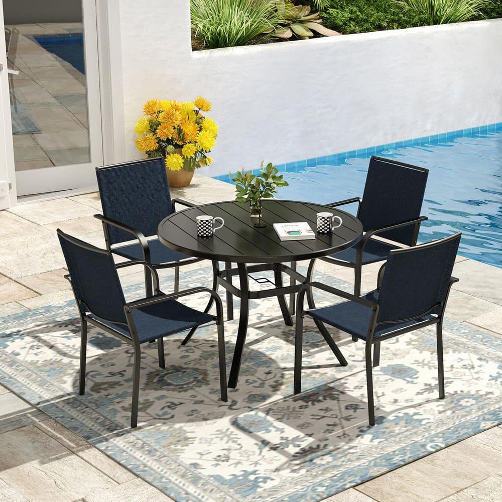 5-Piece Patio Dining Set with Round Table