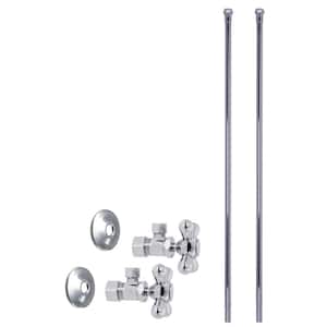 5/8 in. x 3/8 in. OD x 20 in. Bullnose Faucet Supply Line Kit with Cross Handle Angle Shut Off Valve, Polished Nickel