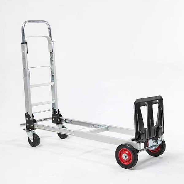 Outdoor 3-Mode Foldable Metal Trolley Serving Cart with 360° Rotating Explosion-Proof Bubber Wheels
