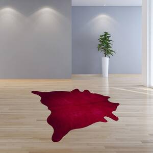 Josephine Burgundy 5 ft. x 7 ft. Specialty Abstract Cowhide Area Rug