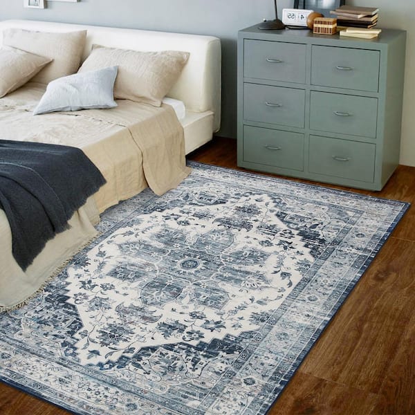 GlowSol Beige 8 ft. x 10 ft. Washable Floral Indoor Entryway Area Rug  LS_PHO_0YI9IEIC - The Home Depot