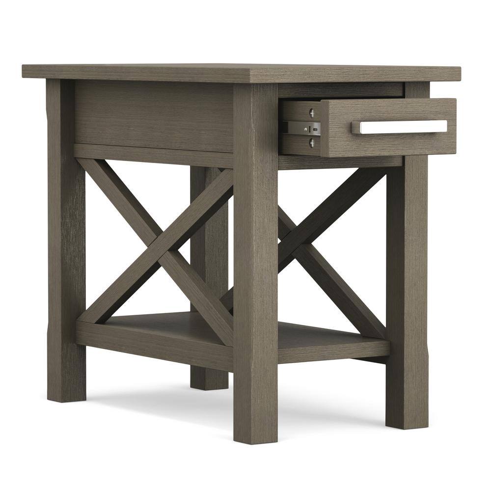 Farmhouse Gray Solid Wood Narrow End Table with Storage