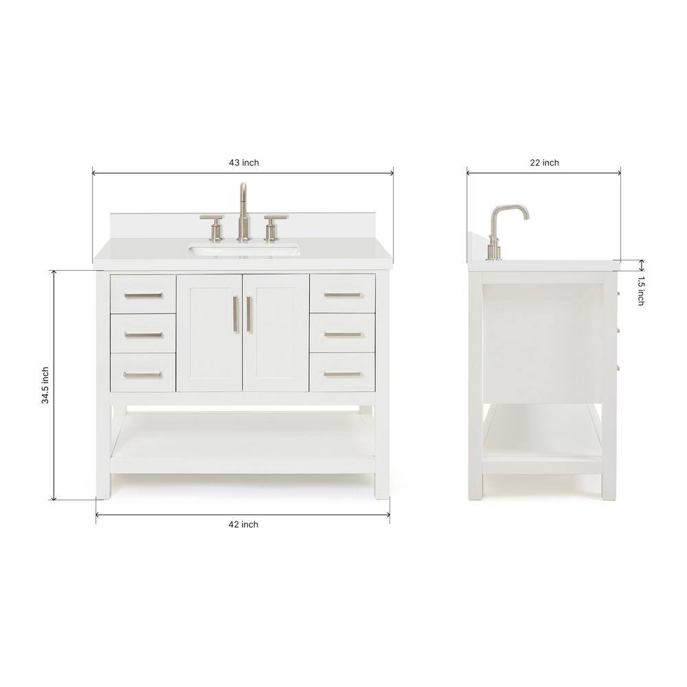 Magnolia White Solid Wood Freestanding Bath Vanity with Quartz Top