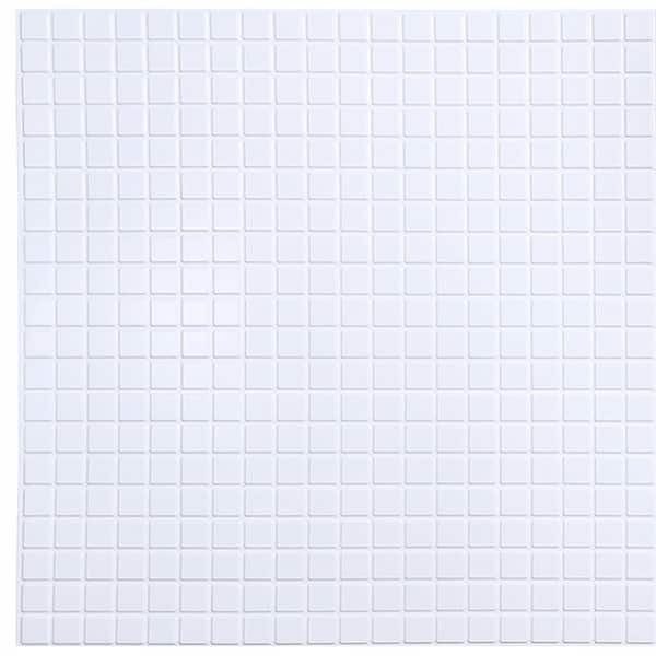 Dundee Deco 3D Falkirk Retro III 38 in. x 19 in. White Faux Mosaic PVC Decorative Wall Paneling (10-Pack)