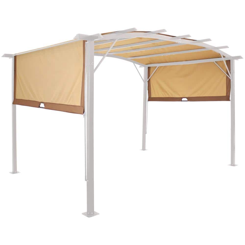 Tan Polyester Retractable Pergola Canopy Shade 9 x 12 ft