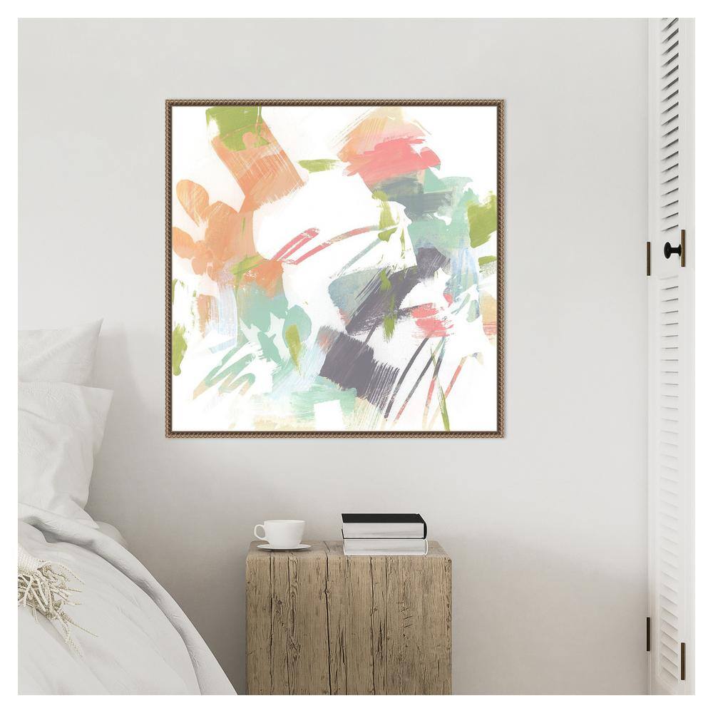 Capricho II Abstract Pastel Brushstrokes Canvas Art with Bronze Frame