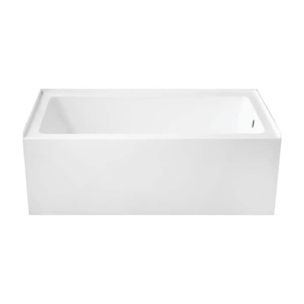 Aqua Eden 60 in. x 32 in. Acrylic Rectangular Alcove Soaking Bathtub with Right Drain in Glossy White