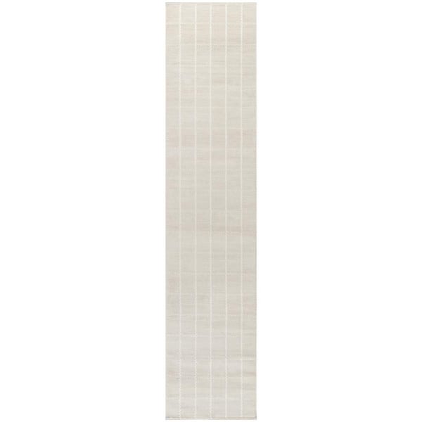 Nourison Serenity Home Ivory 2 ft. x 8 ft. Linear Contemporary Runner Area Rug