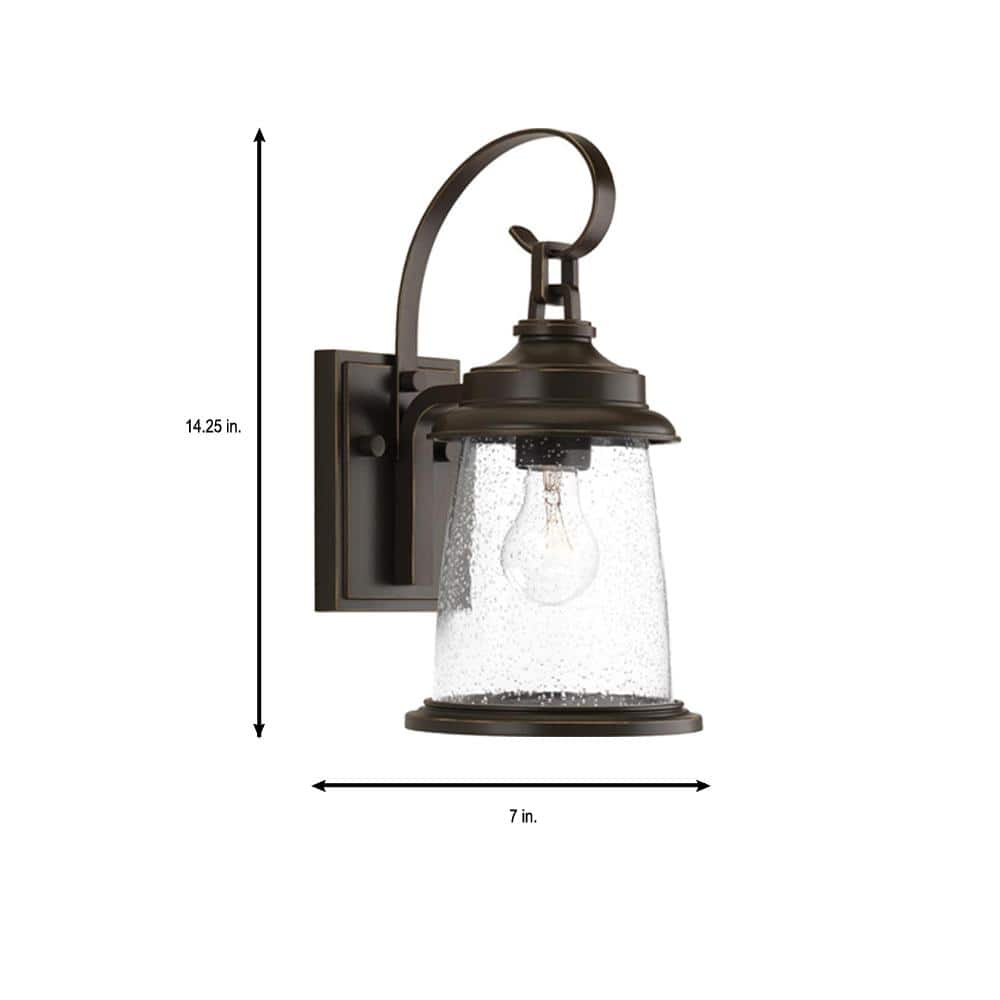Antique Bronze Nautical Outdoor Wall Lantern with Seeded Glass