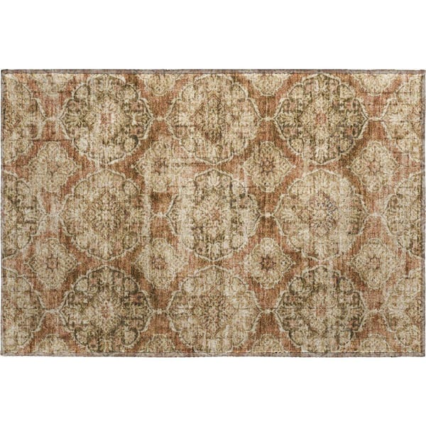 Mayfield Premium Machine Washable Abstract AMF2196 Paprika 2 ft. x 3 ft. Accent Rug