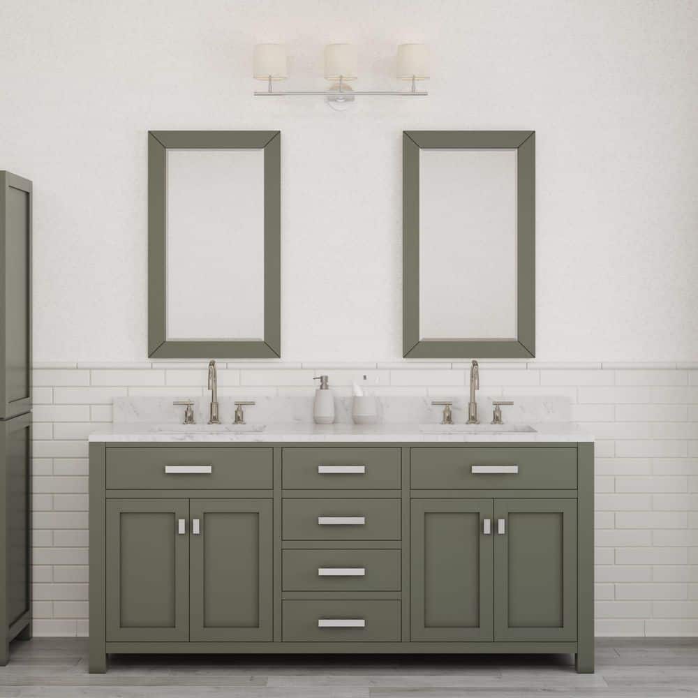 Madison 72 in.W x 21.5 in.D x 34 in.H Double Sink Bath Vanity in Glacial Green with Carrara White Marble Top and Faucets price history on PriceWatchPro