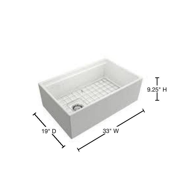 White Granite Farmhouse Apron Kitchen Sink, 33 x 19 Inch