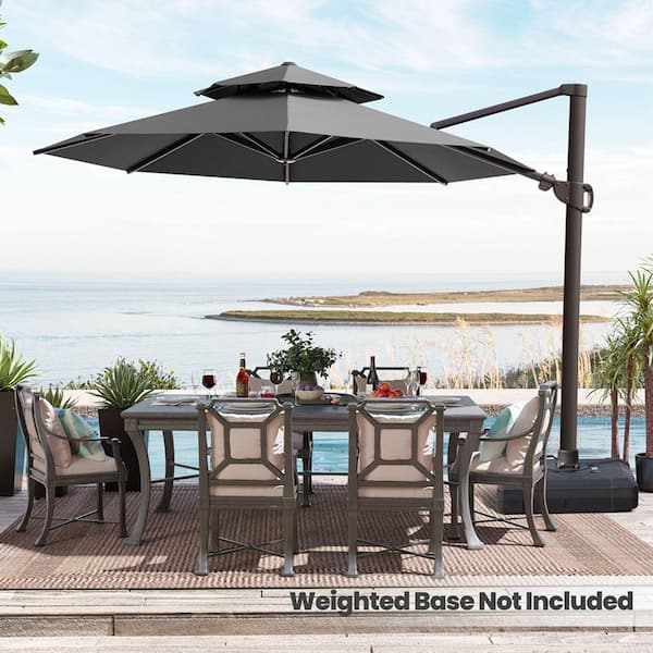 Crestlive Products 11.5 ft. Double Top Octagon Cantilever Patio Umbrella in Dark Gray