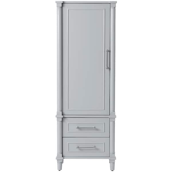 Home Decorators Collection Aberdeen 21 in. W x 14 in. D x 60 in. H Dove Gray Freestanding Linen Cabinet