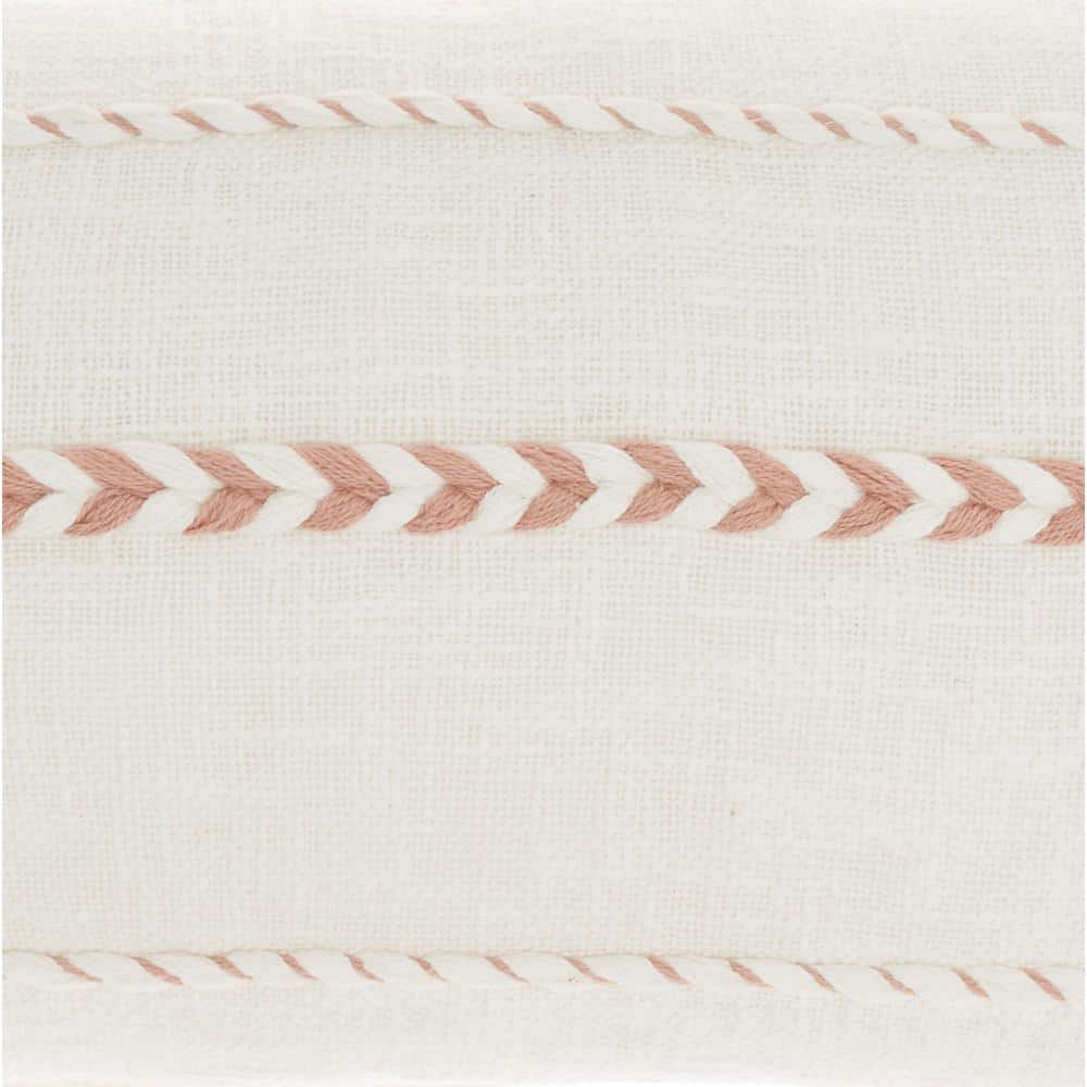 Blush Pink Cotton Lumbar Pillow with Tassels, 12" x 30"