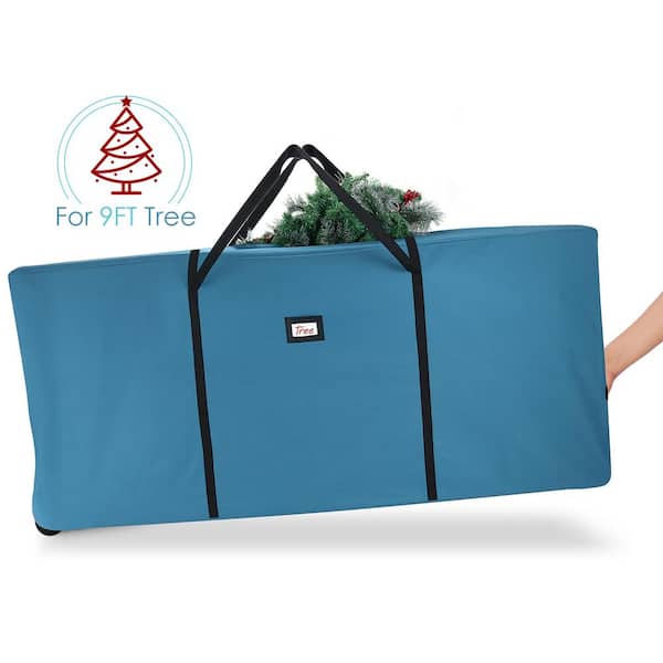 Hearth & Harbor Blue Christmas Tree Extra-Large Tree Rolling Storage Bag 9 ft.