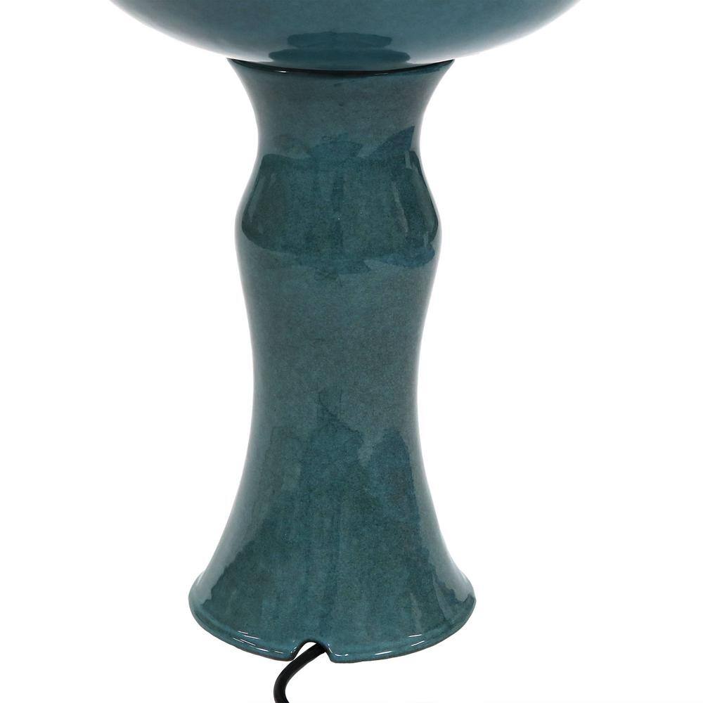 Blue Ceramic 27" 2-Tier Outdoor Fountain with Birds