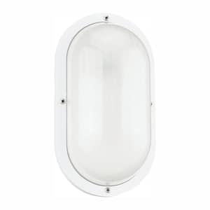 Bayside Small White 1-Light Outdoor 3.75 in. Bulkhead with LED Bulb