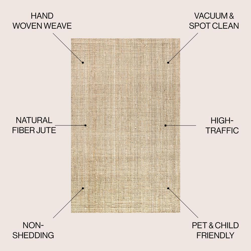 Ivory Braided Jute Handmade Reversible Rectangular Rug