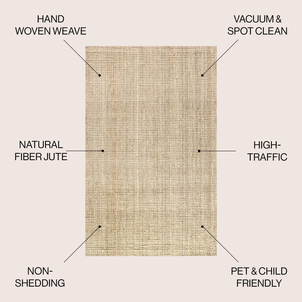 Ivory Braided Handmade Reversible Jute 8' x 10' Rug