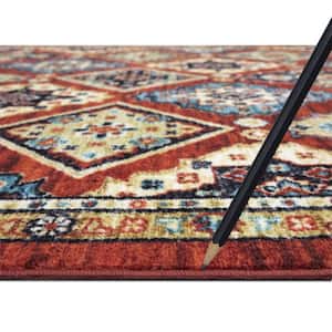 Eden Collection Panels Rust 2 ft. x 7 ft. Machine Washable Traditional Indoor Area Rug