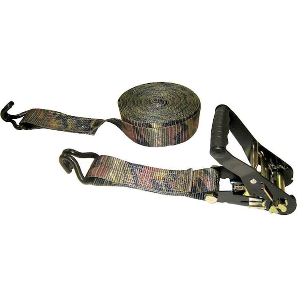 Keeper 27 ft. x 2 in. x 10000 lb. Camouflage Ratchet Tie-Down with J-Hook