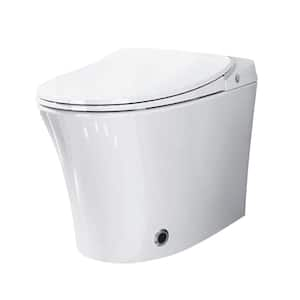 12 in. Rough in Luxury Smart Elongated Bidet Ceramics Toilet with 1.28 GPF in White with Heated Seat and Warm Dryer