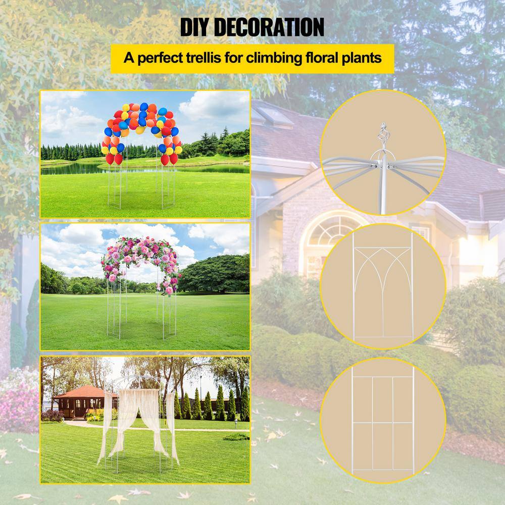 White Heavy Duty Wrought Iron Birdcage Garden Arbor