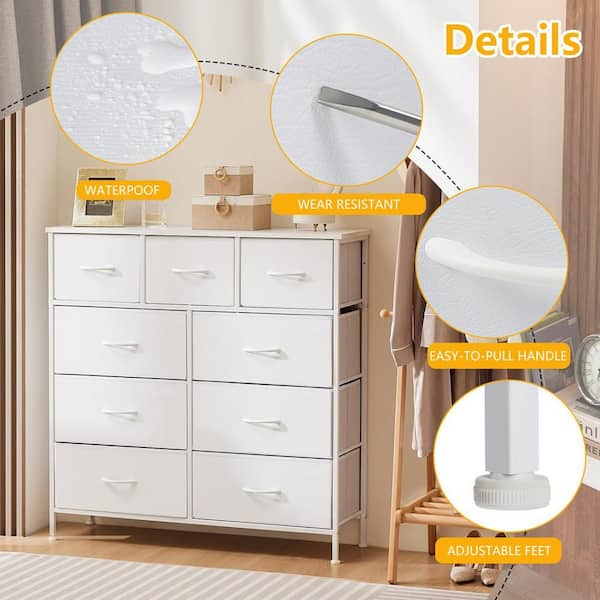 WONDER COMFORT White 9-Drawer 11.8 in. W Chest of Drawers Fabric