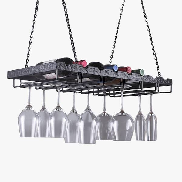Wine Enthusiast 13-3/4 in. W x 2-3/4 in. H x 26 in. D Metal Hanging Wine Glass Rack