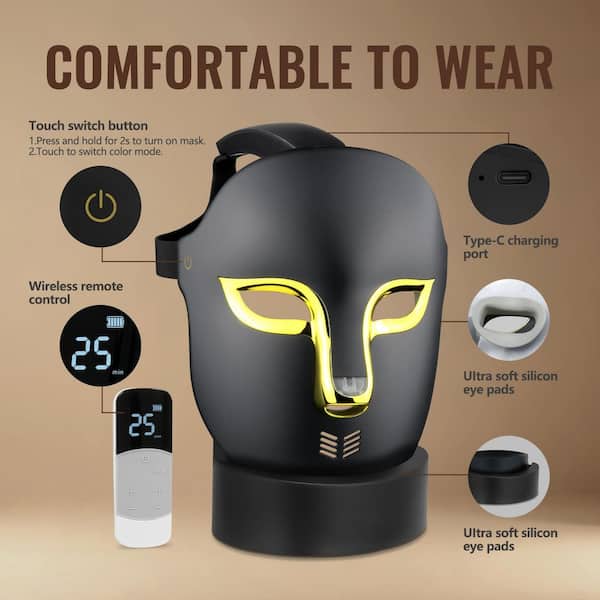 Numhew 4-Color LED Light Therapy Face Mask, 119 Lamp Beads
