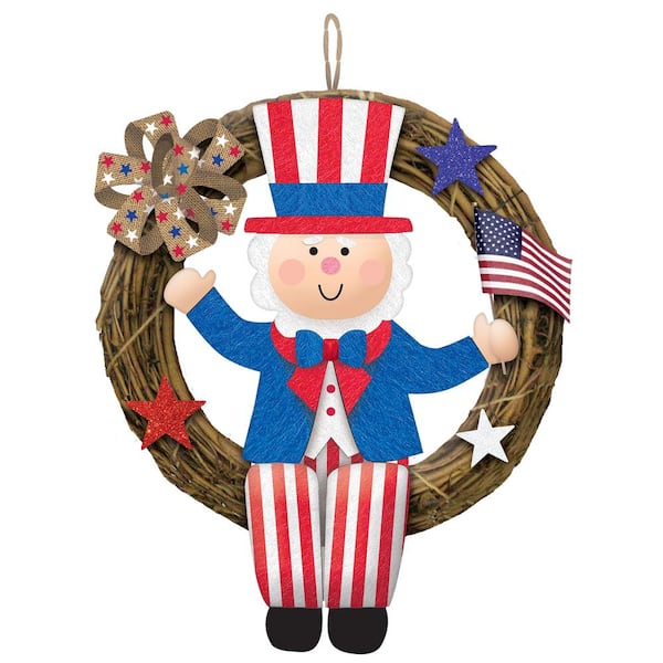 Amscan 20 in. Patriotic Uncle Sam Wreath (2-Pack)