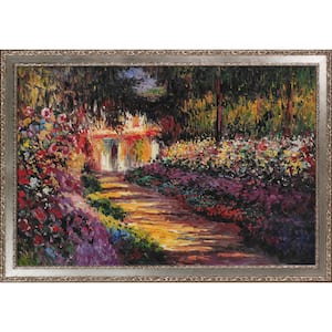 Pathway in Monet's Garden at Giverny by Claude Monet Versailles Silver Framed Nature Painting Art Print 28 in. x 40 in.