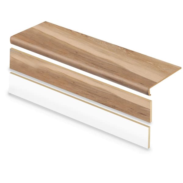 Cap A Tread Lathem Pine 47 in. L x 12.15 in. W x 2.28 in. T Vinyl Overlay Stair Tread and Reversible Riser Kit