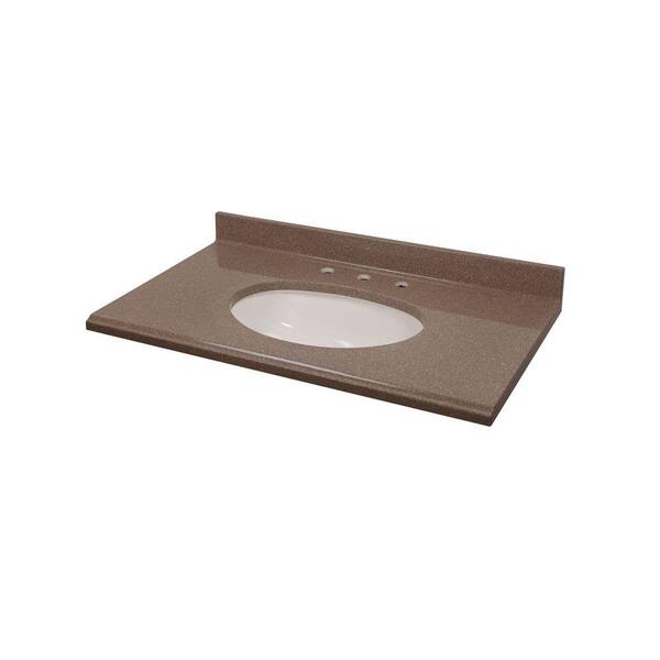 St. Paul 37 in. Colorpoint Composite Vanity Top in Mocha with White Under-Mount Bowl