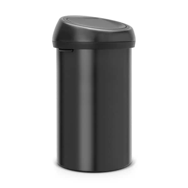 Brabantia 16 Gal. Matte Black Touch Top Trash Can 402562 - The