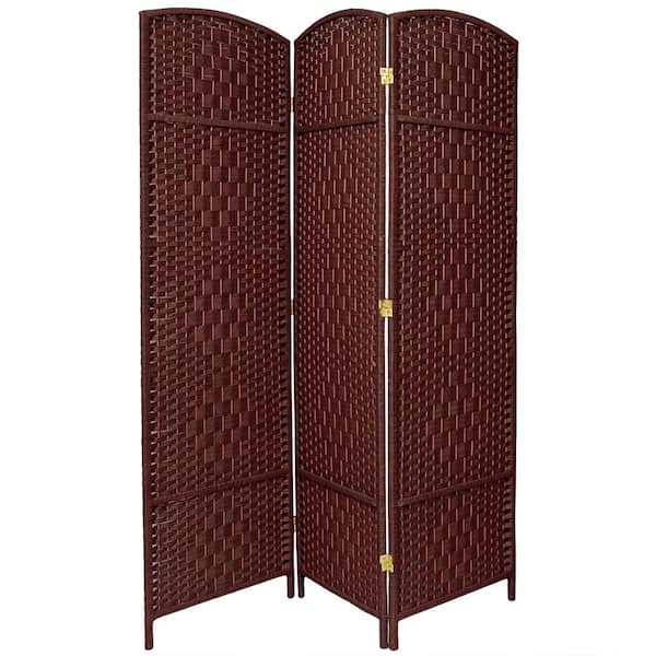 RED LANTERN 6 ft. Dark Red 3-Panel Room Divider
