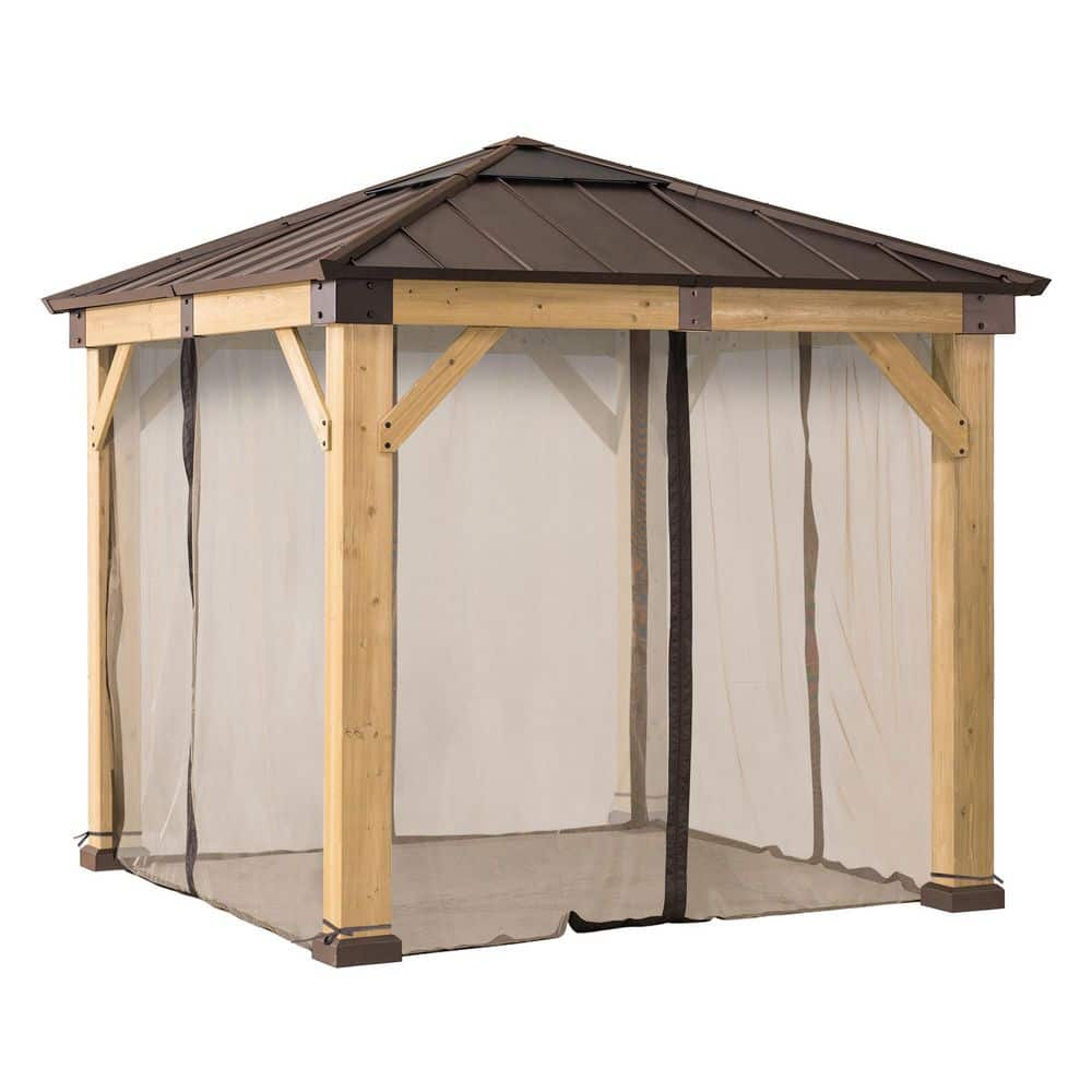 Khaki Polyester Replacement Mosquito Netting for 9x9 ft Wood Gazebo