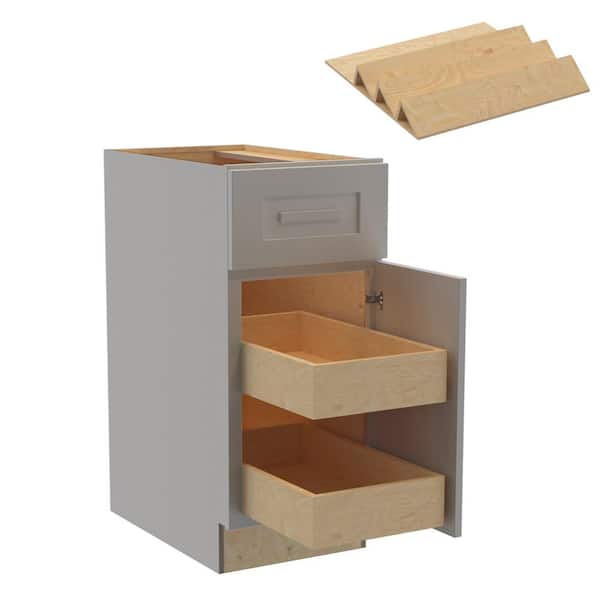 Home Decorators Collection Grayson 15 in. W x 24 in. D x 34.5 in. H Assembled Plywood Base Kitchen Cabinet in Pearl Gray with 2ROT Spice RH