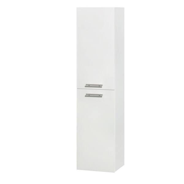 Wyndham Collection Amare 13-3/4 in. W x 56 in. H x 12 in. D Bathroom Storage Wall Cabinet in Glossy White