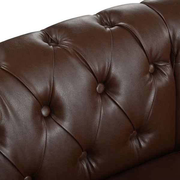 Harper & Bright Designs 99.4 in. Rolled Arms Faux Leather Button