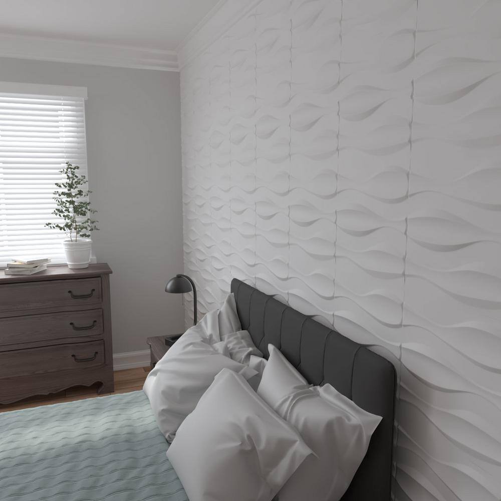 White Textured PVC 3D Decorative Wall Panels, 20-Pack