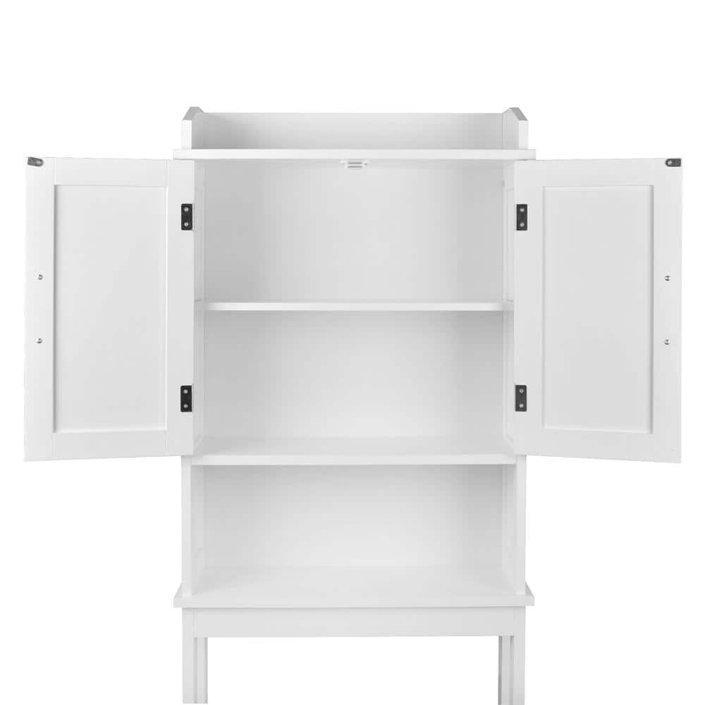 White MDF Over-the-Toilet Storage Cabinet with 3 Shelves
