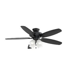 Renew Premier 52 in. Indoor Satin Black Dual Mount Ceiling Fan with LED Bulbs with Pull Chain