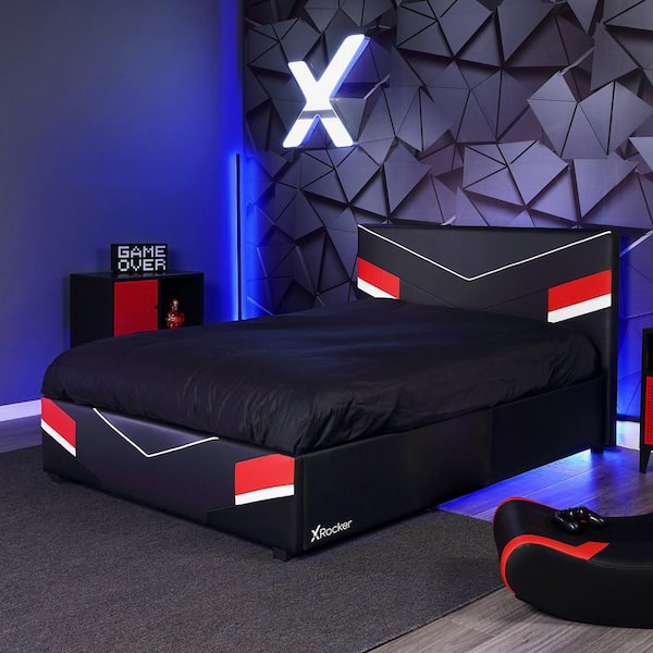 X Rocker Orion eSports Gaming Bed Frame, Black/Red, Full